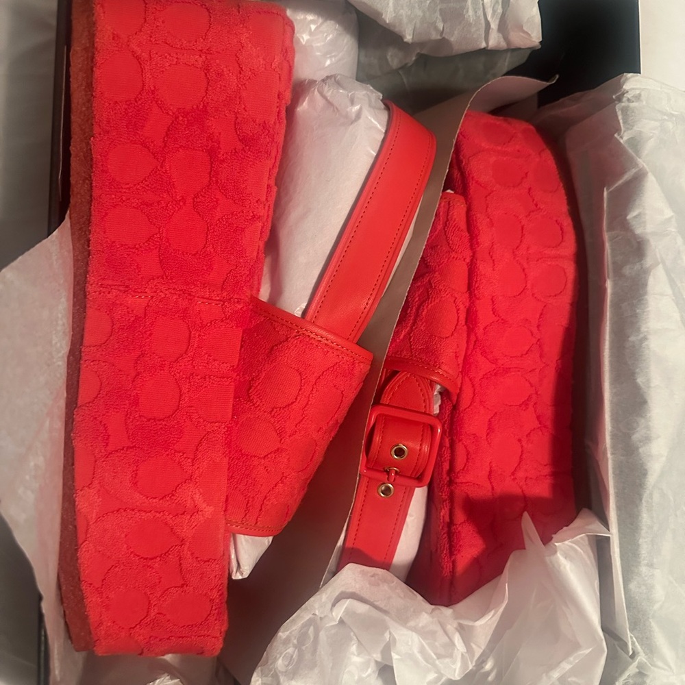 COACH NOELLE SANDAL Women's Orange Platform Sandals - Picture 8 of 13